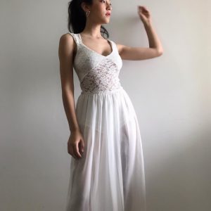 Art. 574-EJE- Vestido largo gasa encaje brillo