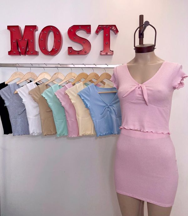 Art. 1435-M Remera morley manga corta rulette c/ moño