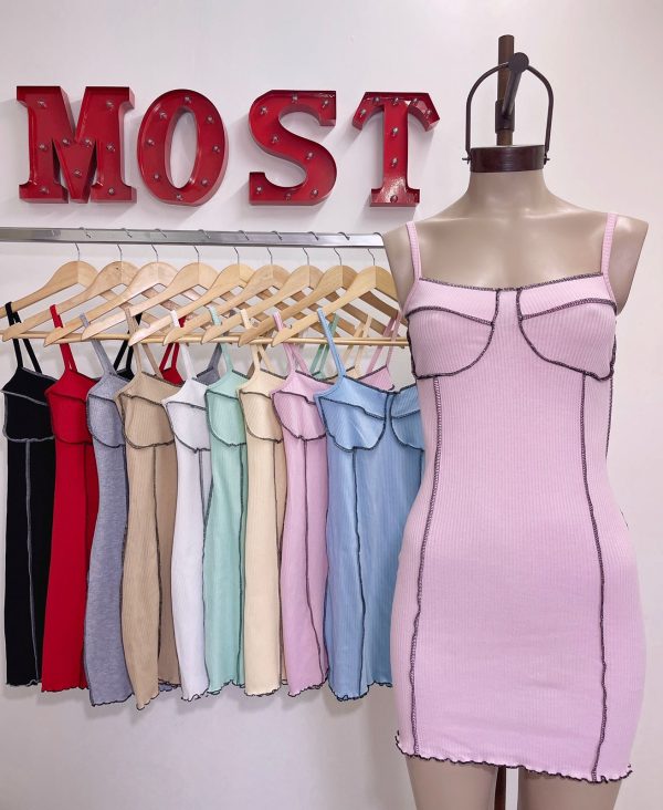 Art. 732-M Vestido morley tira costuras afuera y rulette - Imagen 2