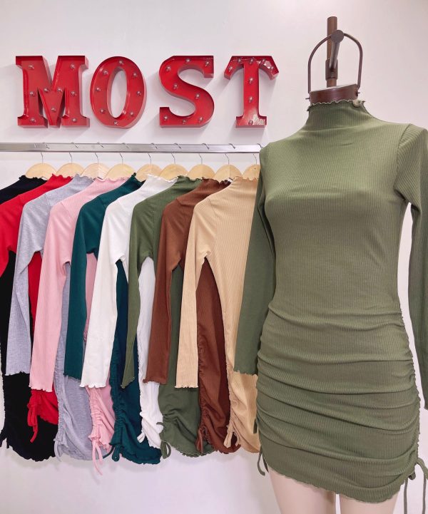Art. 690-M(LAR) Vestido morley polera rulette frunce lateral - Imagen 3
