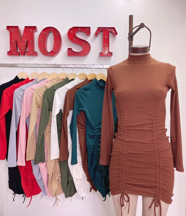 Art. 695-M(LAR) Vestido polera morley doble frunce frontal - Imagen 2