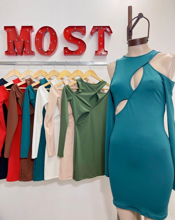 Art. 758-MF Vestido microfibra musculosa aberturas con mangas - Imagen 2