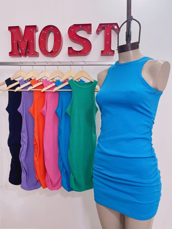 Art. 737-M Vestido morley musculosa frunce lateral elastico