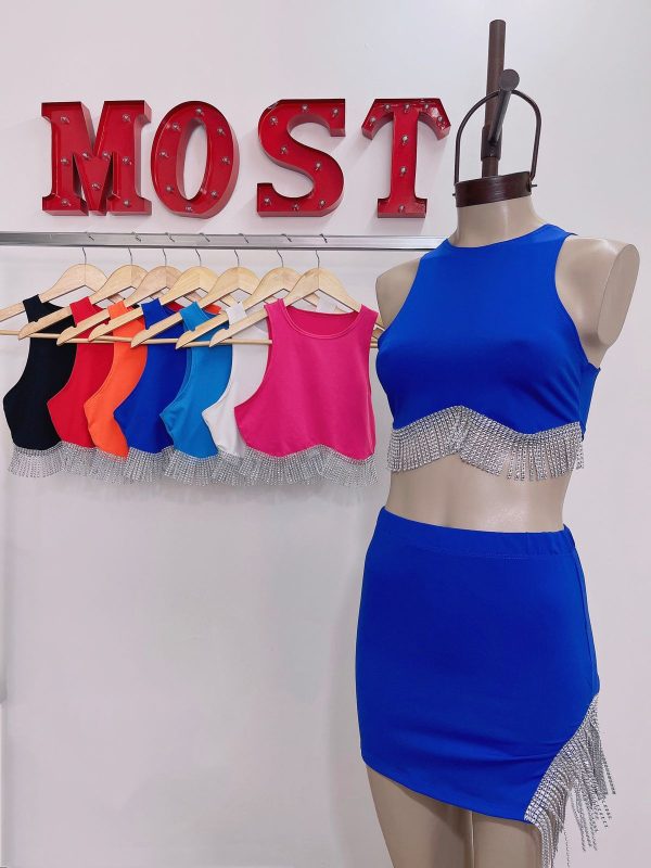 Art. 1475-MF Top microfibra musculosa con flecos strass - Imagen 2