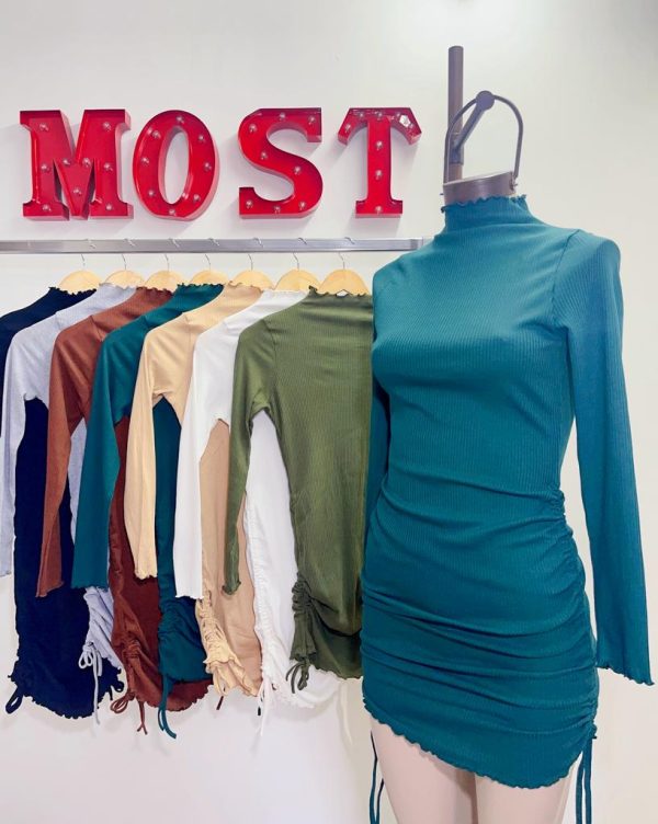 Art. 690-M(LAR) Vestido morley polera rulette frunce lateral - Imagen 2
