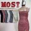 Art. 847-CB Vestido corto cruzado frunce glitter - Imagen 3