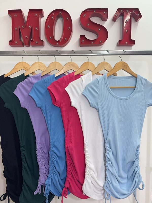 Art. 679-M Vestido morley manga corta frunce lateral - Imagen 2