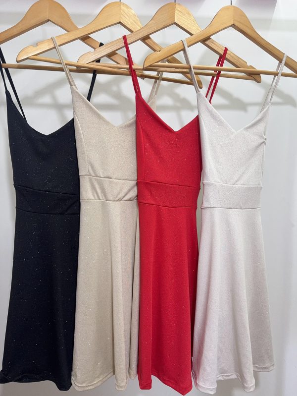 Art. 865-CB-MF1 Vestido microfibra glitter campana pinzas - Imagen 4