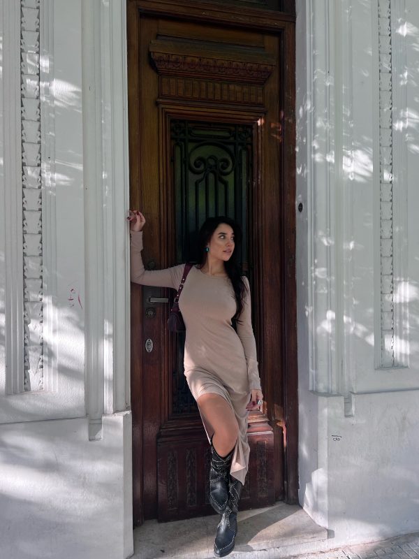 Art. 868-M-LAR Vestido morley largo un tajo