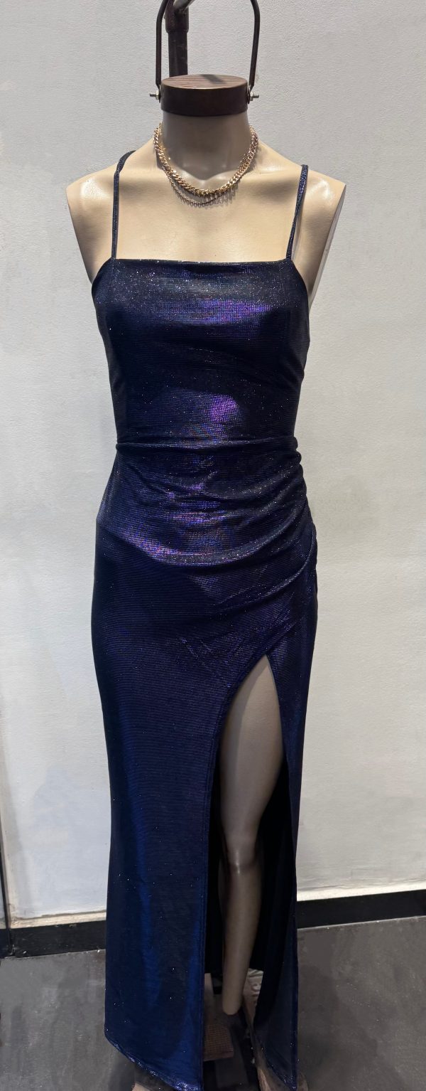 Art. 844-CB Vestido largo crep brillo tiras espalda - Imagen 3