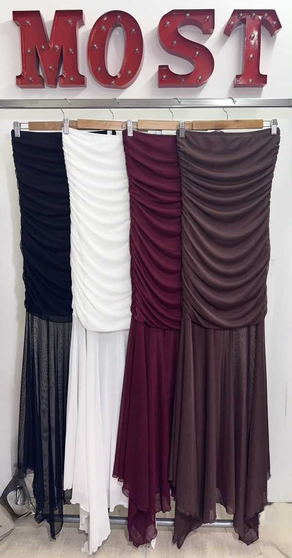 Art. 870-TU-MF Vestido strapless tul-micro frunce y volado - Imagen 3