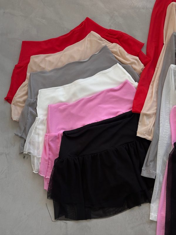 Art. 108-TU-MF Short pollera volado tul combi microfibra - Imagen 2