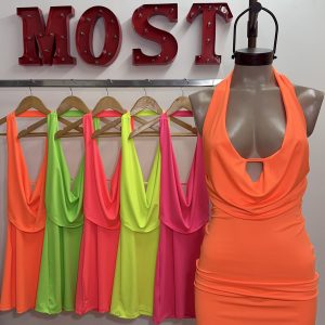 Art. 875-MF-F Vestido buche microfibra fluor