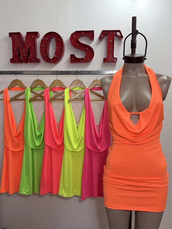 Art. 875-MF-F Vestido buche microfibra fluor