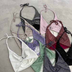 Art. 1534-CB Top glitter hebilla pecho y nudo cuello